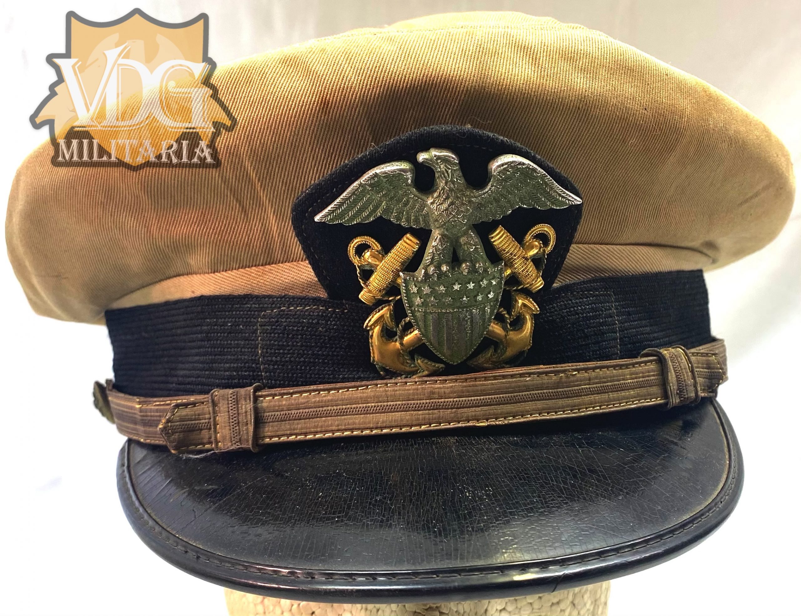 WW2 Era USN US Navy Officers Visor Cap 