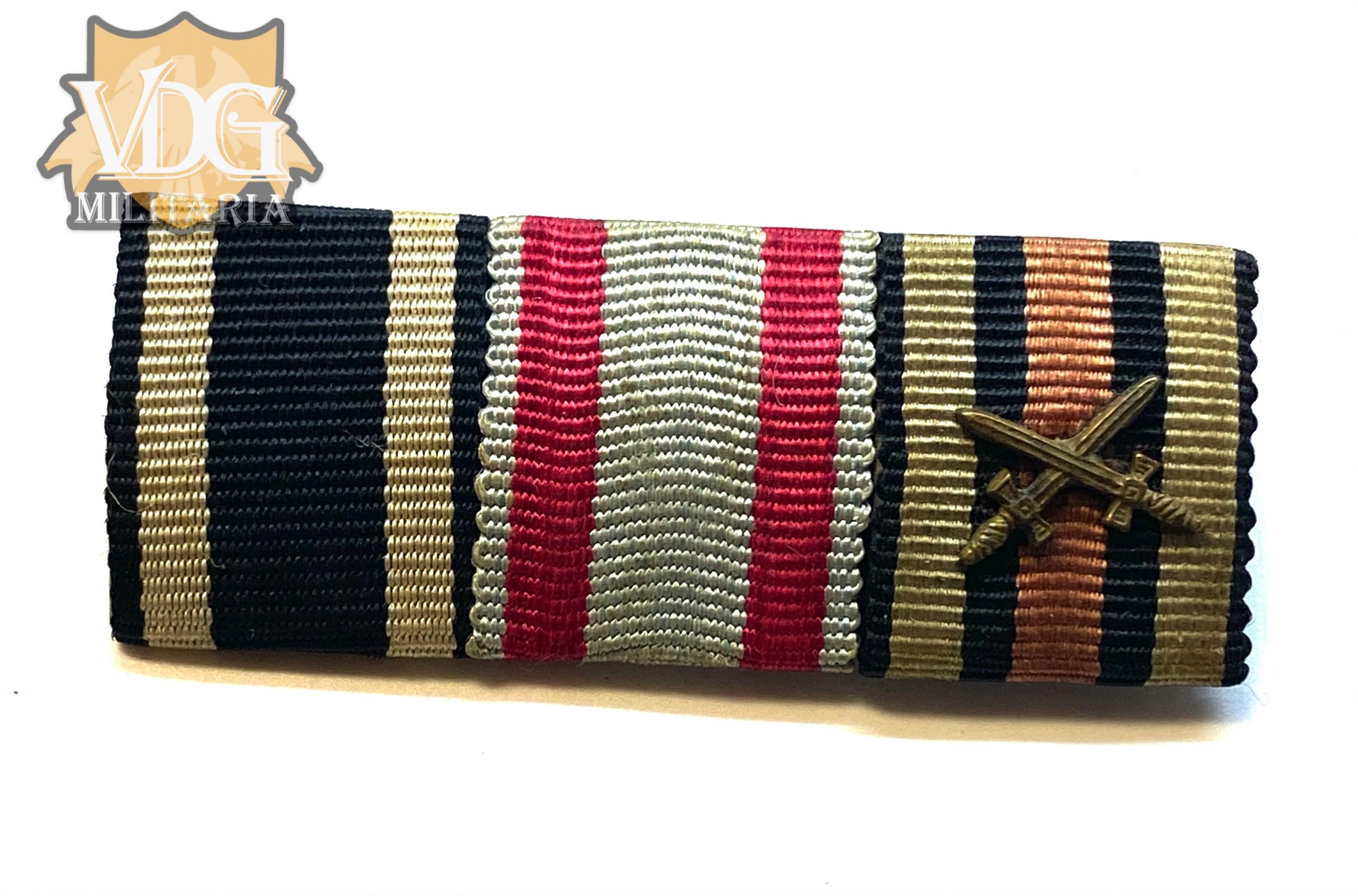 Ww1 German Ribbon Bar Ek2 Hessen Bravery Hindenburg Cross Vdg Militaria