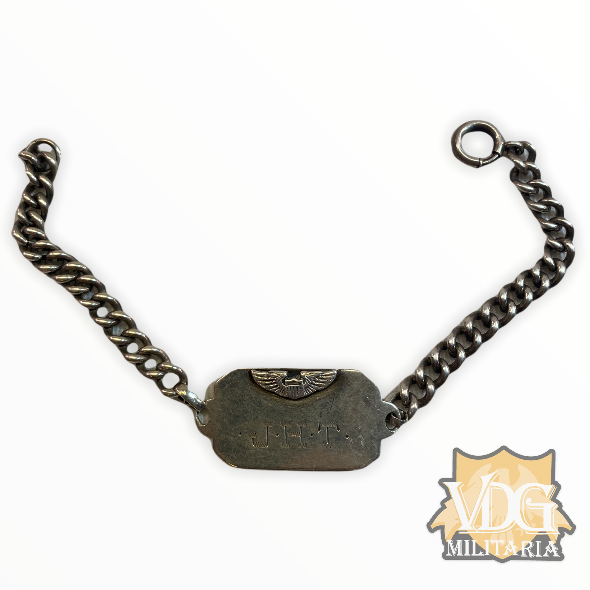 World War 2 Sterling Silver I.D. Locket Bracelet US Air Corps w/  Name/Serial